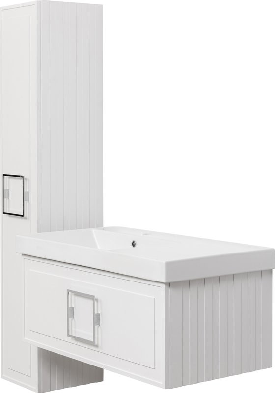 Тумба с раковиной La Fenice Cubo 90 L, белая, ручка хром