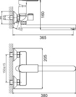 Смеситель с длинным изливом для ванны BELZ B22678 хром