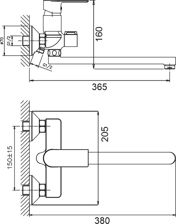 Смеситель с длинным изливом для ванны BELZ B22678 хром