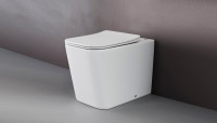 Комплект Унитаз приставной Ceramicanova Cubic Rimless CN1809 с микролифтом, безободковый + Кнопка VitrA 740-0940 сталь + Бачок