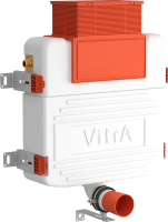 Комплект Унитаз приставной Ceramicanova Cubic Rimless CN1809 с микролифтом, безободковый + Кнопка VitrA 740-0940 сталь + Бачок