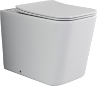 Комплект Унитаз приставной Ceramicanova Cubic Rimless CN1809 с микролифтом, безободковый + Кнопка VitrA 740-0940 сталь + Бачок