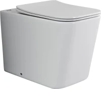 Комплект Унитаз приставной Ceramicanova Cubic Rimless CN1809 с микролифтом, безободковый + Кнопка VitrA 740-0940 сталь + Бачок