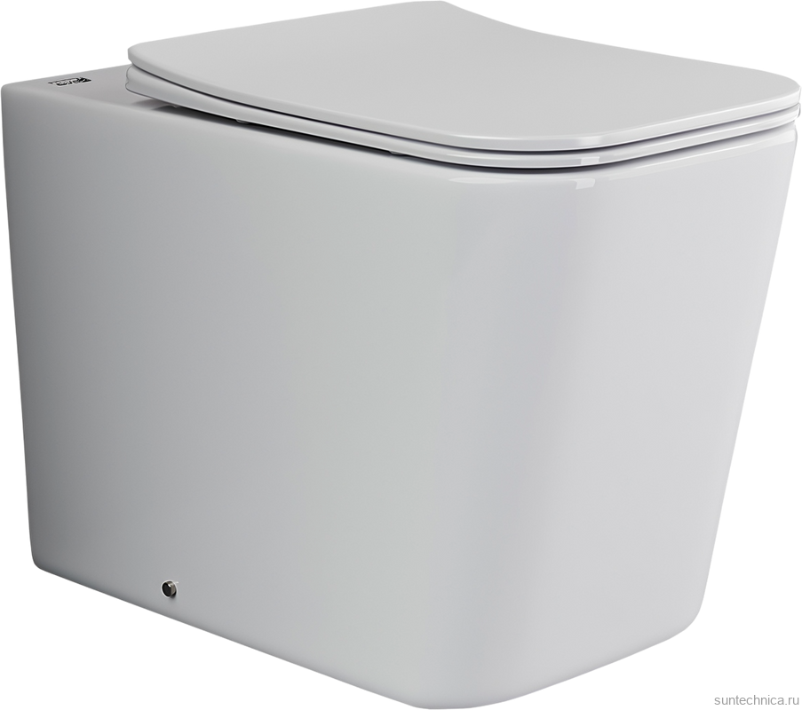 Комплект Унитаз приставной Ceramicanova Cubic Rimless CN1809 с микролифтом, безободковый + Кнопка VitrA 740-0940 сталь + Бачок