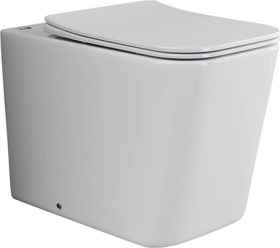 Комплект Унитаз приставной Ceramicanova Cubic Rimless CN1809 с микролифтом, безободковый + Кнопка VitrA 740-0940 сталь + Бачок