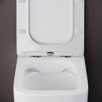 Комплект Унитаз приставной Ceramicanova Cubic Rimless CN1809 с микролифтом, безободковый + Кнопка VitrA 740-0940 сталь + Бачок