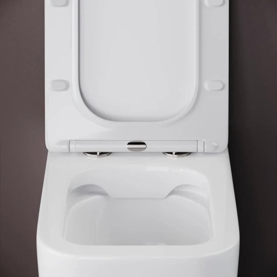 Комплект Унитаз приставной Ceramicanova Cubic Rimless CN1809 с микролифтом, безободковый + Кнопка VitrA 740-0940 сталь + Бачок