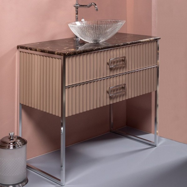 Тумба под раковину Armadi Art Monaco 100 для столешницы, капучино, хром