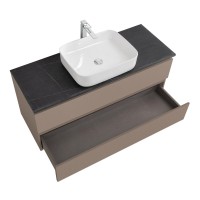 Тумба с раковиной BelBagno Kraft 120 подвесная, матовая бежевая, столешница kep-120-mno, раковина BB1304