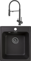 Комплект Мойка GranFest Quarz Z17 черный + Смеситель IDDIS Ace ACEBLFFi05 черный матовый, с гибким изливом