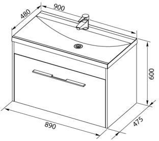 Тумба под раковину Aquanet Августа 90 белая, ручка хром