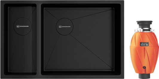 Комплект Мойка Omoikiri Taki 69-2-U/IF-GB графит, R + Измельчитель Nagare 750
