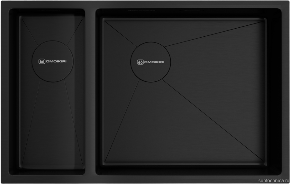 Комплект Мойка Omoikiri Taki 69-2-U/IF-GB графит, R + Измельчитель Nagare 750