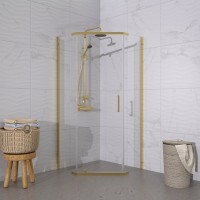 Душевой уголок Triton Дека -Голд 100x100, профиль золото, стекло прозрачное