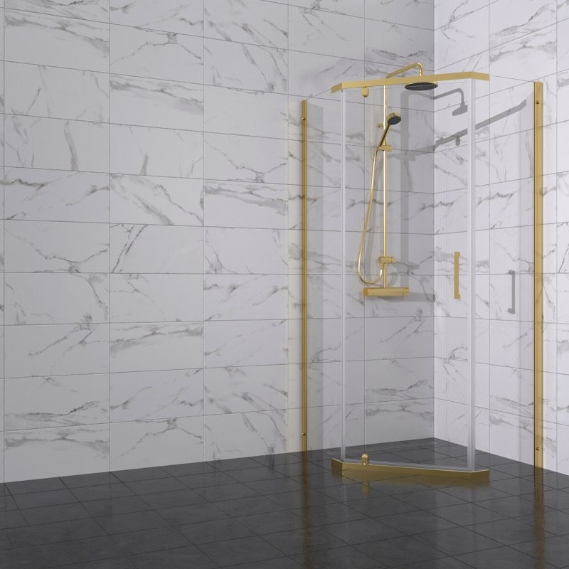 Душевой уголок Triton Дека -Голд 100x100, профиль золото, стекло прозрачное