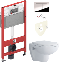 Комплект Унитаз подвесной Duravit D-code 45700900A1 безободковый + Инсталляция TECE Now 9400412 4 в 1 с кнопкой смыва