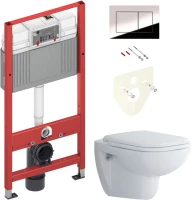Комплект Унитаз подвесной Duravit D-code 45700900A1 безободковый + Инсталляция TECE Now 9400412 4 в 1 с кнопкой смыва