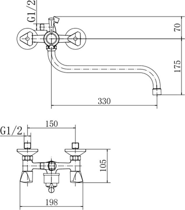 Смеситель с длинным изливом для ванны Fashun A2211 хром