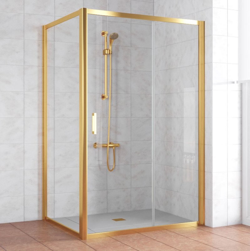Душевой уголок Vegas Glass ZP+ZPV 140*80 09 01 профиль золото, стекло прозрачное