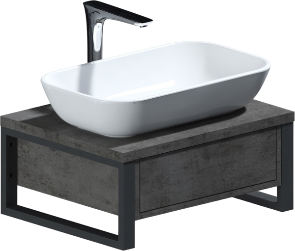 Тумба с раковиной 1MarKa Grunge Loft 60П бетон темно серый