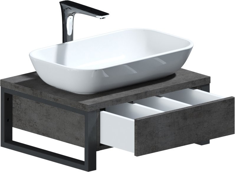 Тумба с раковиной 1MarKa Grunge Loft 60П бетон темно серый