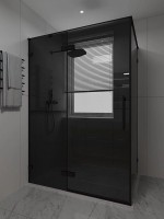 Душевой уголок Veconi Premium Alassio SP BB 130х90, профиль матовый черный, стекло тонированное