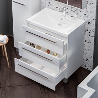 Тумба с раковиной 1MarKa Соната 58Н с 3 ящиками, белый глянец