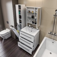 Тумба с раковиной 1MarKa Соната 58Н с 3 ящиками, белый глянец