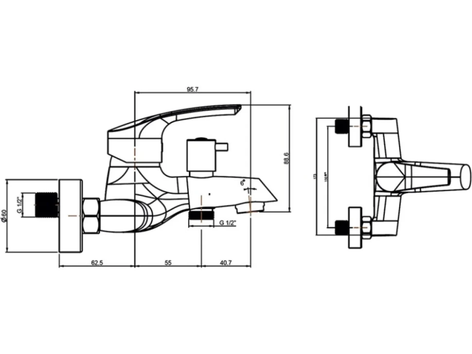 Смеситель для ванны с душем Paini Atomix D1CR111ZKM