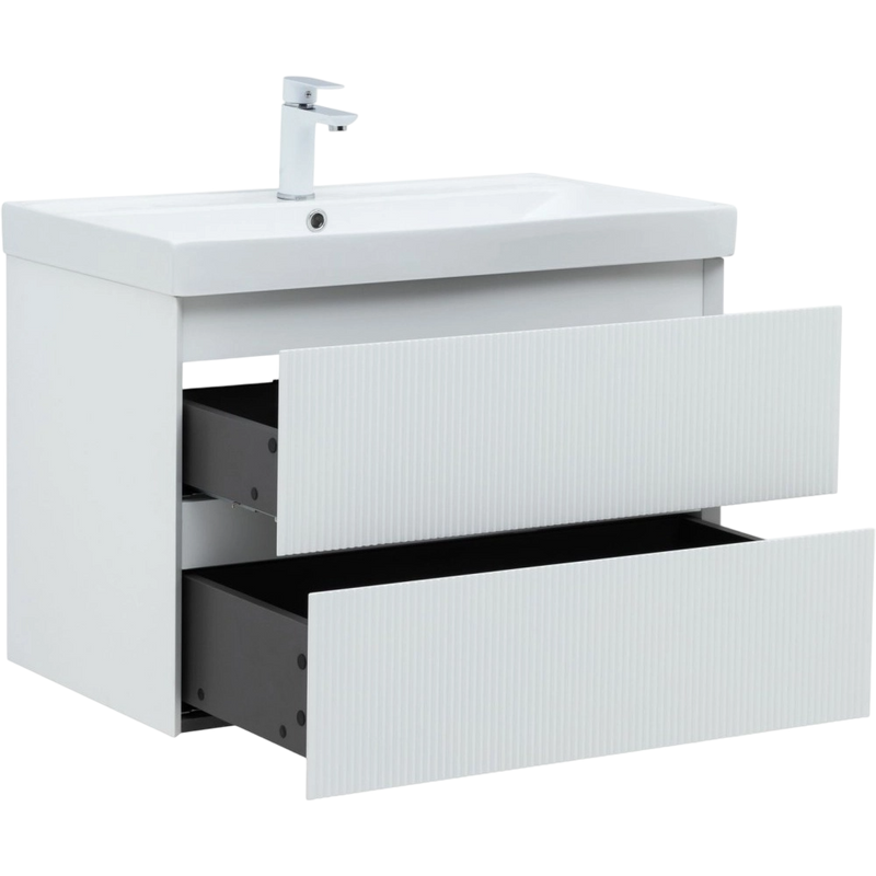 Тумба под раковину без столешницы Aquanet Альтера 80 подвесная, белая матовая