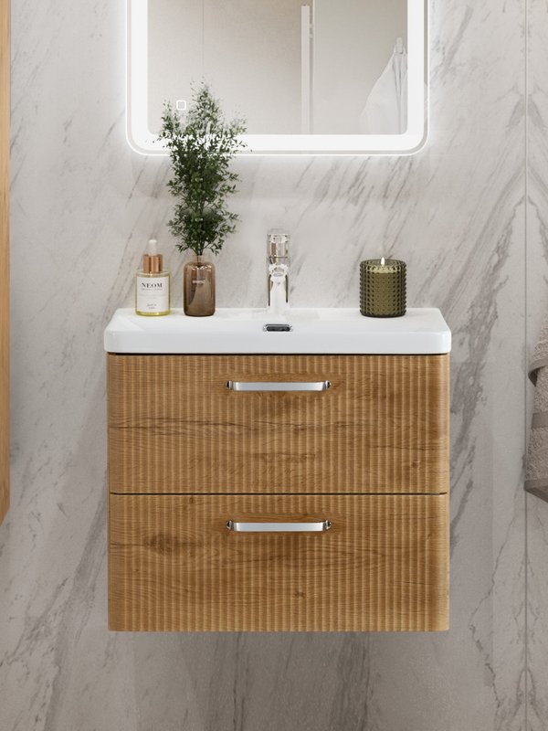 Мебель для ванной комнаты BelBagno Due 60 ручки хром полированный, rovere nature