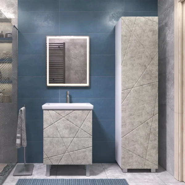 Мебель для ванной комнаты Vigo Geometry 60 напольная, бетон, раковина Como 60
