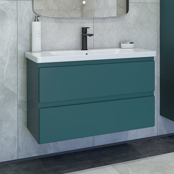 Тумба под раковину без столешницы Caprigo Forte 90 подвесная, изумрудно-бирюзовая