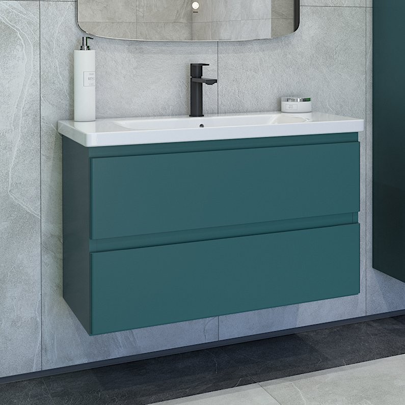 Тумба под раковину без столешницы Caprigo Forte 90 подвесная, изумрудно-бирюзовая