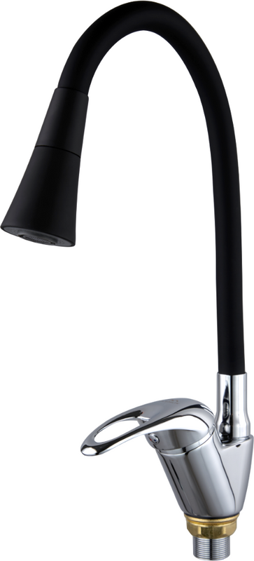 Смеситель для кухни Fashun A4403+A7350 с гибким изливом, хром, черный