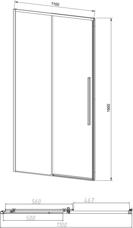 Душевая дверь в нишу Vincea Slim-N VDS-4SN110CL 110 см, профиль хром
