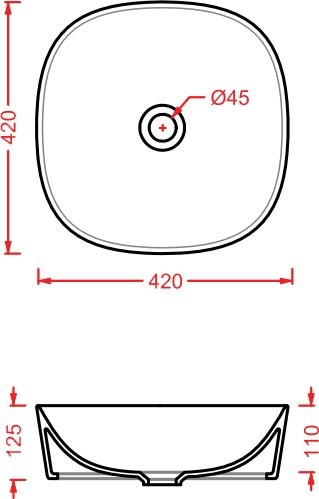 Накладная раковина ArtCeram Ghost GHL001 42 см