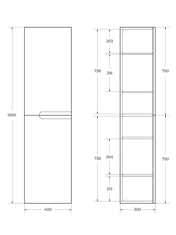 Шкаф-пенал для ванной Cezares Duet-n 40 подвесной, жемчужный зеленый