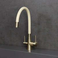 Смеситель для кухни Lemark Comfort LM3075B-Beige с гибким изливом, бронза, бежевый