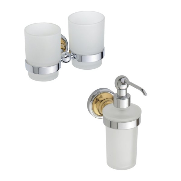 Набор Стакан Bemeta Retro 144210028 двойной + Дозатор 144209018 хром, золото