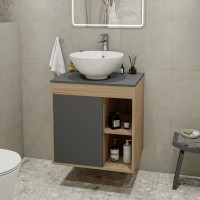 Тумба с раковиной Teymi Nura 60 дуб эврика, матовый графит, раковина Lina kuppi D40