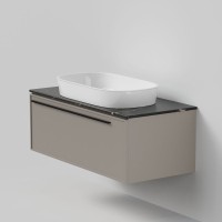 Тумба под раковину со столешницей La Fenice Elba 100 подвесная, cappuccino, бежевая матовая, столешница черный мрамор