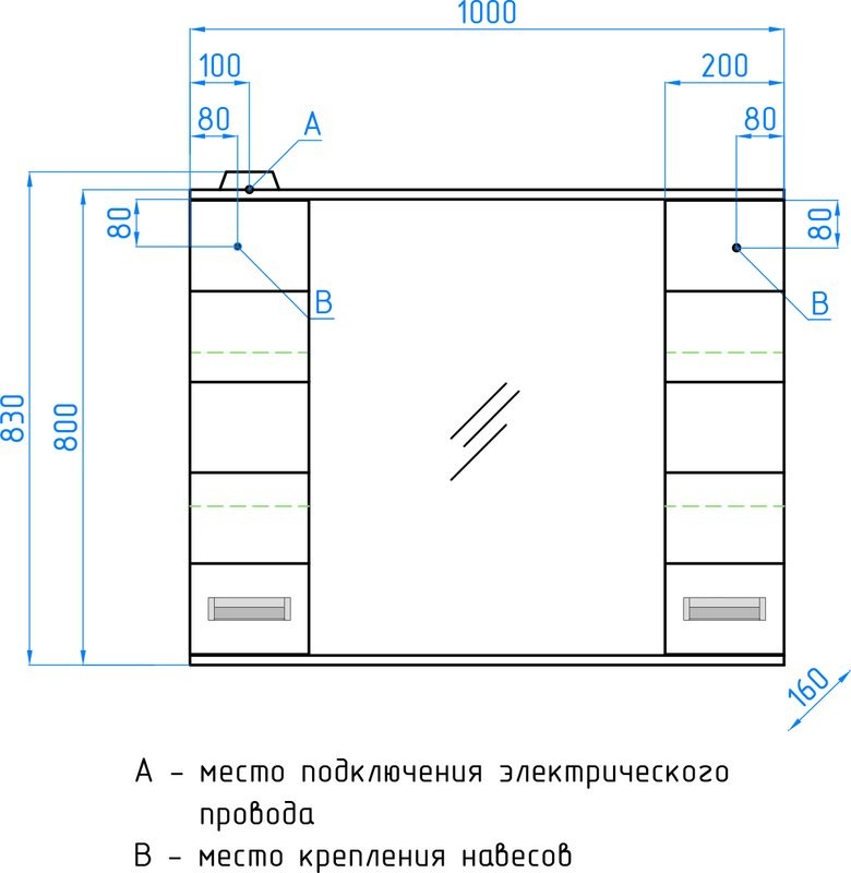 Зеркало Style Line Ирис С 100 белое