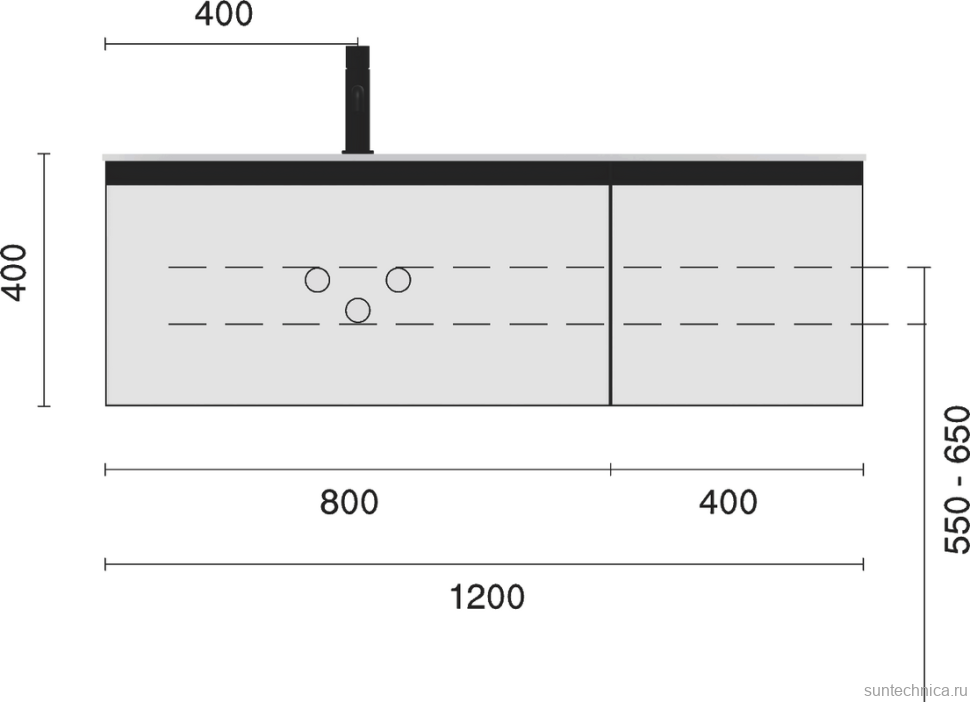 Тумба под раковину без столешницы Armadi Art Quatro 2 120 luna, профиль anthracite
