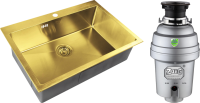 Комплект Мойка Zorg Inox PVD SZR-7551 bronze + Измельчитель Inox D