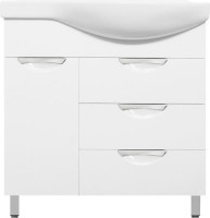 Тумба с раковиной Style Line Жасмин 82 L белая, с бельевой корзиной