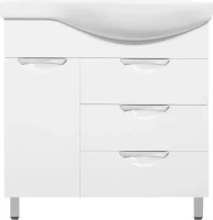 Тумба с раковиной Style Line Жасмин 82 L белая, с бельевой корзиной