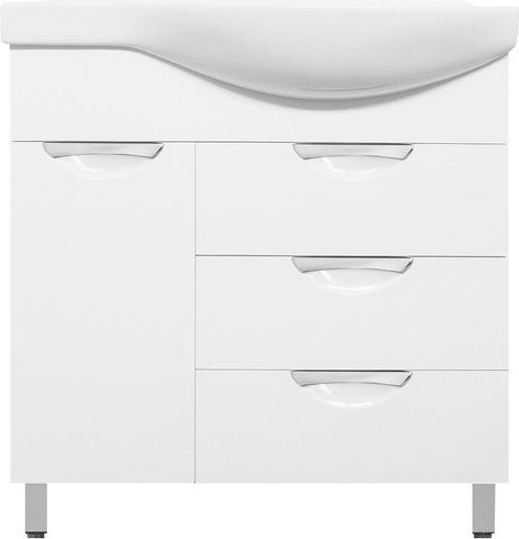 Тумба с раковиной Style Line Жасмин 82 L белая, с бельевой корзиной