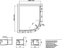 Душевой уголок Vegas Glass ZS-F Tur Novo h1900 120*110 08 10 профиль глянцевый хром, стекло сатин