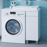 Мебель для ванной комнаты СаНта Марс 29 R напольная, 1 дверца, белая, зеркало DIWO Элиста